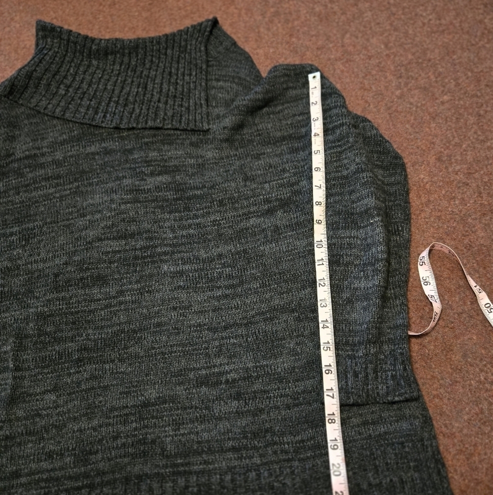 Maty M Women's Sweater Asymmetrical Envelope Cowl Neck Dark Grey Knit Size Large - Picture 6 of 6